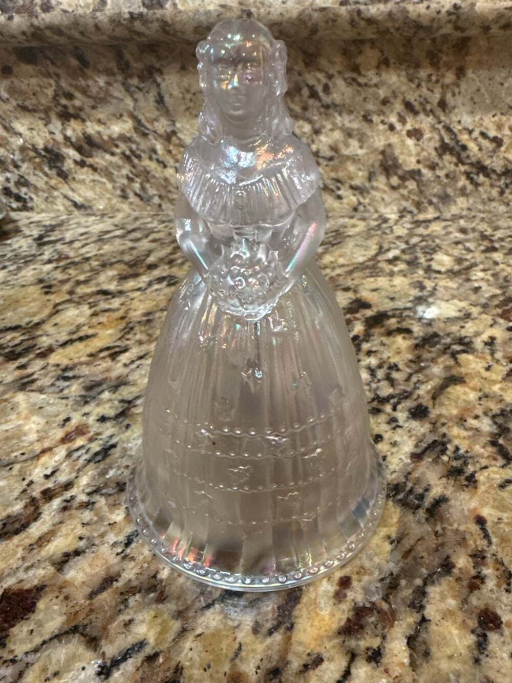 Imperial Glass Suzanne Southern Belle Clear Iridescent Figurine Bell